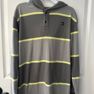 Quiksilver Boy’s Hoodie with Gray and Yellow Stripes